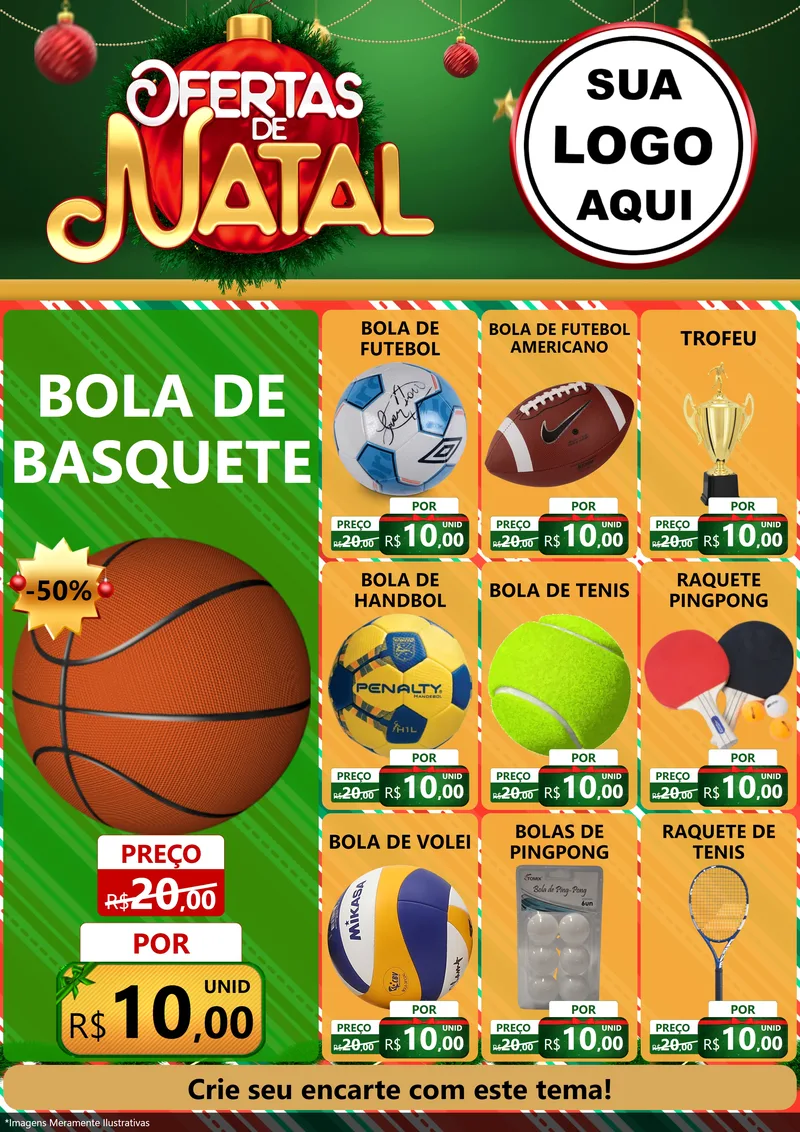 Modelo de Encarte para Encarte A4 Vertical com o tema Ofertas de Natal para Artigos Esportivos