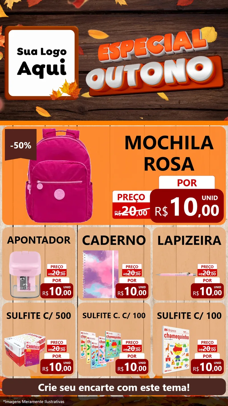 Modelo de Rede Social para Stories com o tema Especial Outono para Papelaria