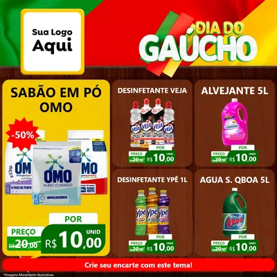 Modelo de Rede Social para Feed Facebook com o tema Dia do Gaúcho para Produtos de Limpeza