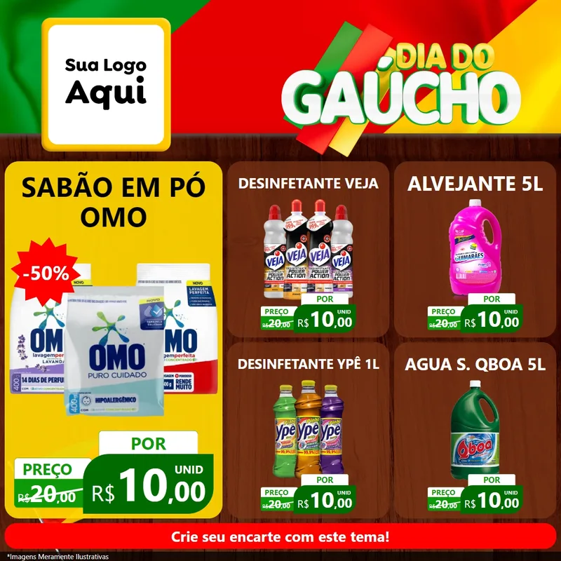 Modelo de Rede Social para Feed Facebook com o tema Dia do Gaúcho para Produtos de Limpeza