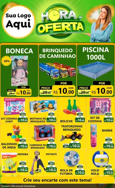Modelo de Encarte para Encarte Grande com o tema Hora da Oferta para Brinquedos