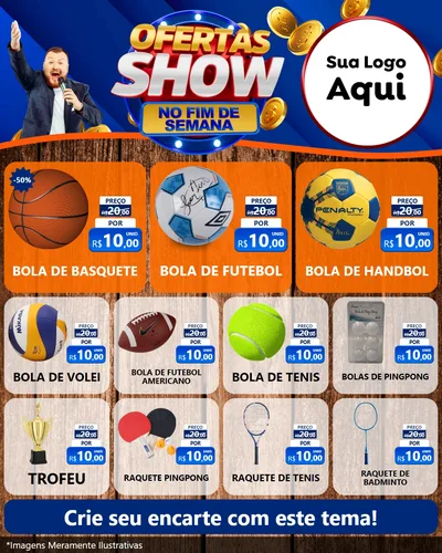 Modelo de Rede Social para Feed Instagram com o tema Ofertas Show No Fim De Semana para Artigos Esportivos
