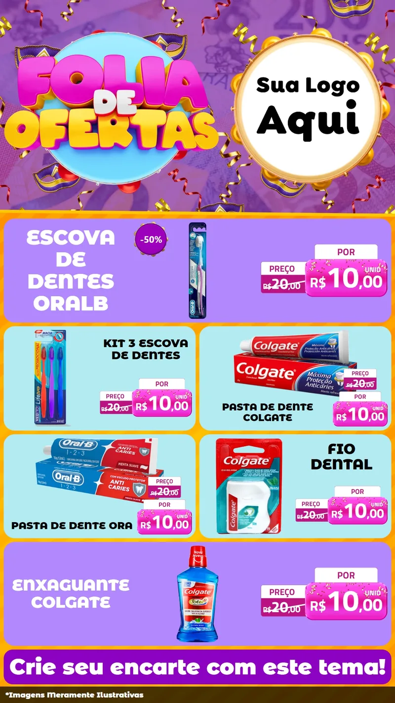 Modelo de TV para TV Vertical com o tema Folia de Ofertas para Higiene Pessoal