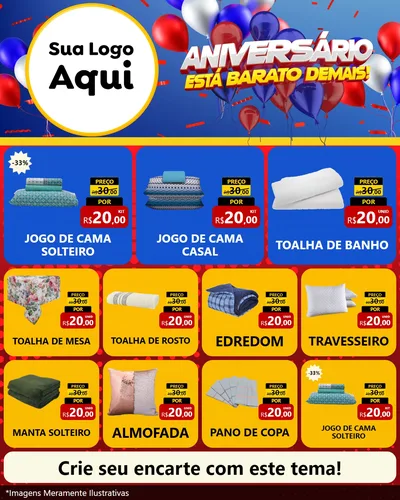 Modelo de Rede Social para Feed Instagram com o tema Aniversário para Cama, Mesa e Banho