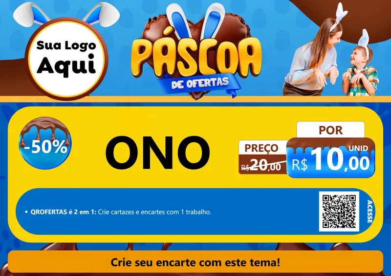 Modelo de Cartaz para Cartaz A4 Horizontal com o tema Páscoa de Ofertas para Óticas