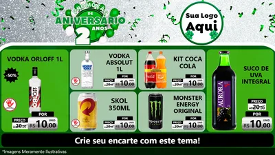 Modelo de TV para TV Horizontal com o tema Promoção de Aniversário - 2 Anos para Distribuidora de bebidas