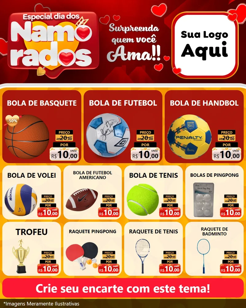 Modelo de Rede Social para Feed Instagram com o tema Especial Dia dos Namorados para Artigos Esportivos