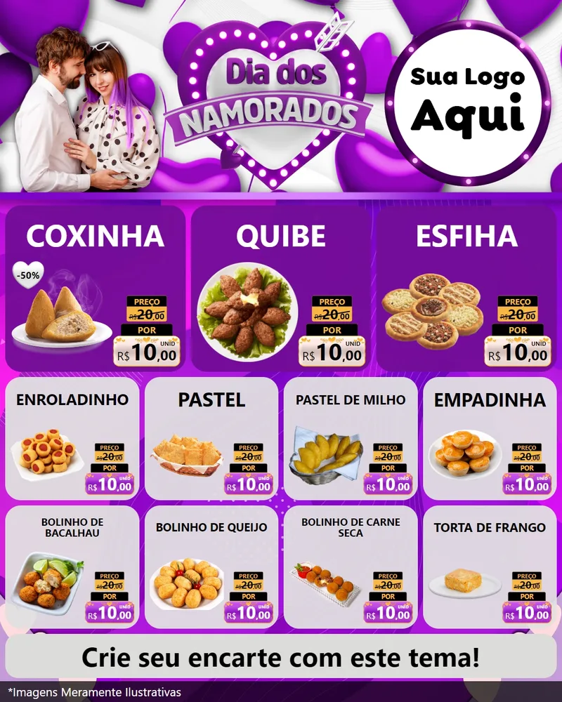 Modelo de Rede Social para Feed Instagram com o tema Dia dos Namorados para Salgadaria