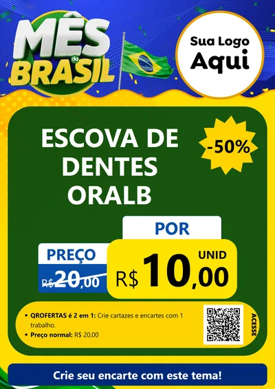 Modelo de Cartaz para Cartaz A4 Vertical com o tema Mês do Brasil para Higiene Pessoal