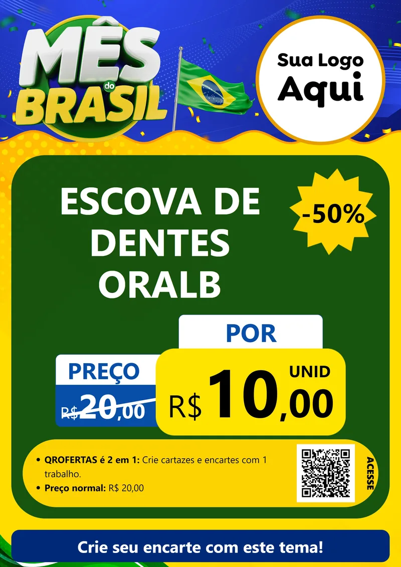 Modelo de Cartaz para Cartaz A4 Vertical com o tema Mês do Brasil para Higiene Pessoal