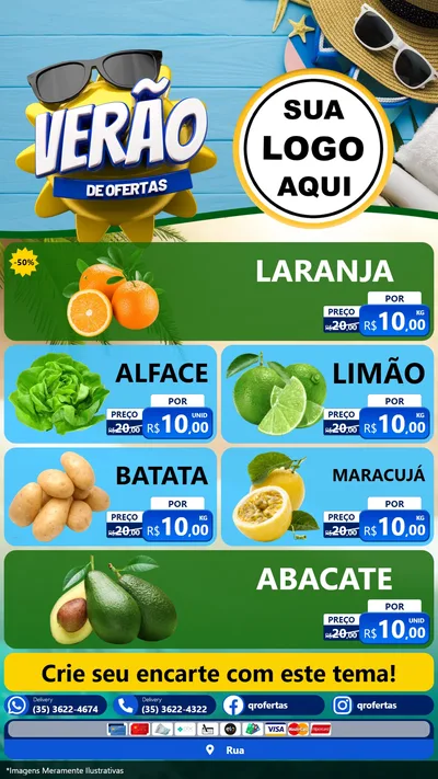 Modelo de TV para TV Vertical com o tema Verão de Ofertas para Hortifrúti