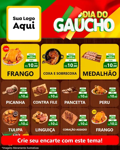 Modelo de Rede Social para Feed Instagram com o tema Dia do Gaúcho para Assados