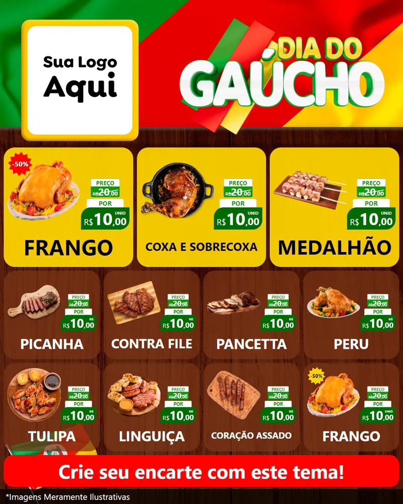 Modelo de Rede Social para Feed Instagram com o tema Dia do Gaúcho para Assados