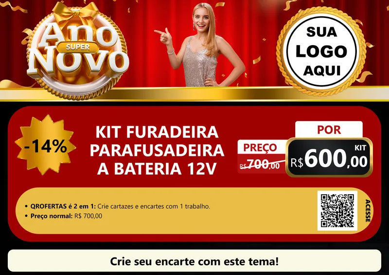 Modelo de Cartaz para Cartaz A4 Horizontal com o tema Super Ano Novo para Maquinas e Ferramentas