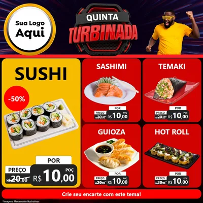 Modelo de Rede Social para Feed Facebook com o tema Quinta Turbinada para Comida japonesa