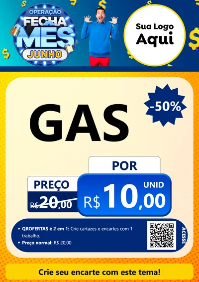 Modelo de Cartaz para Cartaz A4 Vertical com o tema Operação Fecha Mês, Junho para Água e gás