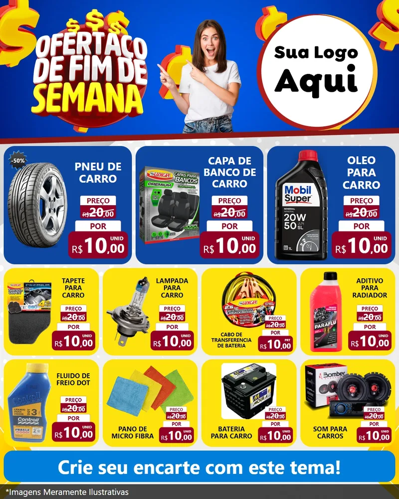 Modelo de Rede Social para Feed Instagram com o tema Ofertaço de Fim de Semana para Auto peças