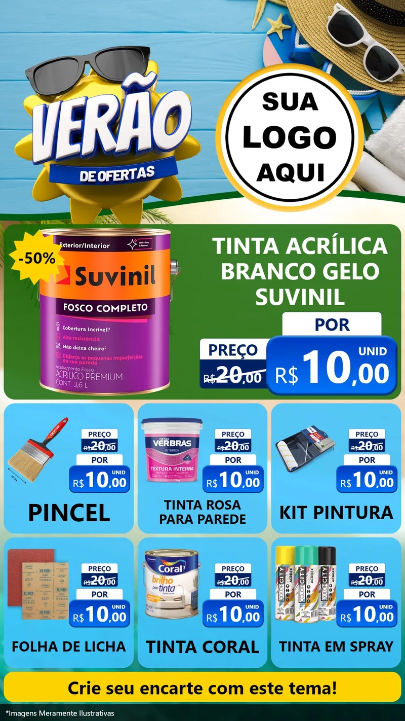 Modelo de Rede Social para Stories com o tema Verão de Ofertas para Tintas e Ferramentas