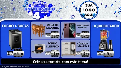 Modelo de TV para TV Horizontal com o tema Promoção de Aniversário - 4 Anos para Móveis e Eletro
