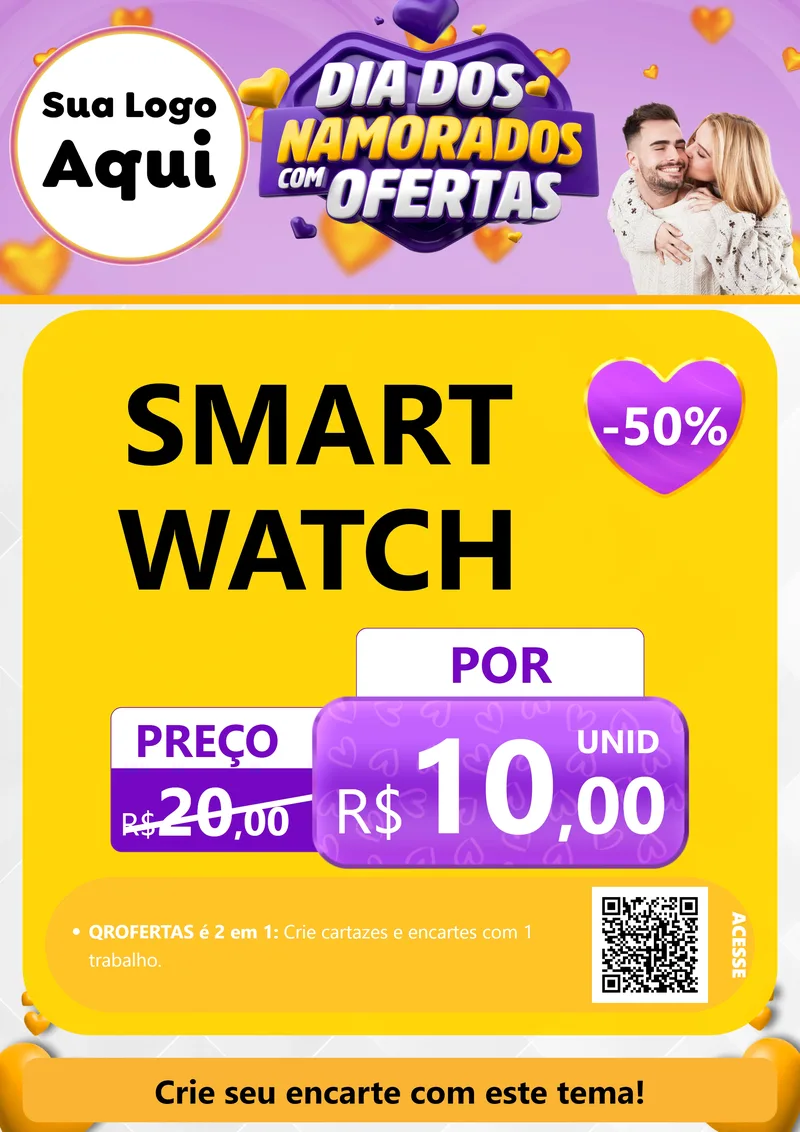 Modelo de Cartaz para Cartaz A4 Vertical com o tema Dia Dos Namorados Com Ofertas para Informática