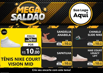 Modelo de Encarte para Encarte A4 Horizontal com o tema Mega Saldão para Calçados