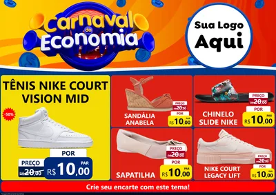 Modelo de Encarte para Encarte A4 Horizontal com o tema Carnaval da Economia para Calçados