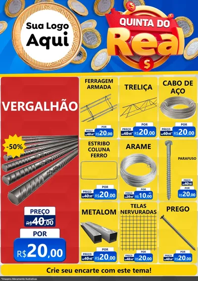 Modelo de Encarte para Encarte A4 Vertical com o tema Quinta do Real para Ferragens