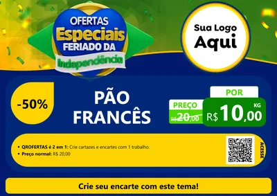 Modelo de Cartaz para Cartaz A4 Horizontal com o tema Ofertas Especiais Feriado da Independência para Padaria