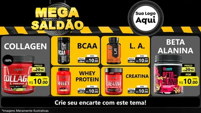 Modelo de TV para TV Horizontal com o tema Mega Saldão para Suplementos alimentares