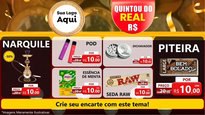Modelo de TV para TV Horizontal com o tema Quintou do Real para Tabacaria