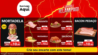 Modelo de TV para TV Horizontal com o tema Ofertas Relâmpago para Frios e Laticínios
