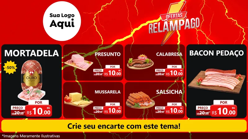 Modelo de TV para TV Horizontal com o tema Ofertas Relâmpago para Frios e Laticínios