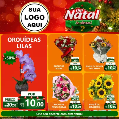 Modelo de Rede Social para Feed Facebook com o tema Um Natal de Ofertas para Floricultura e jardim