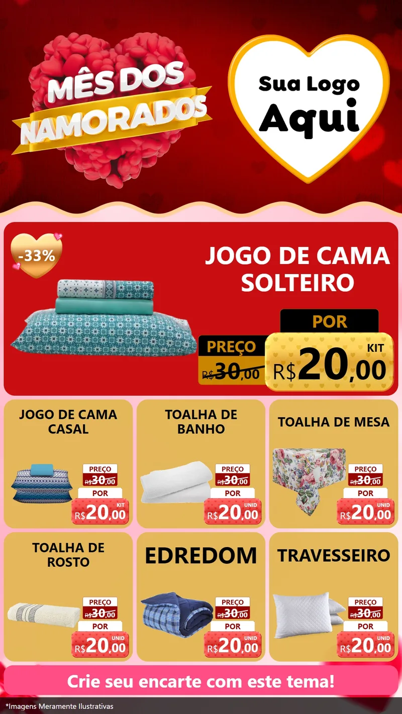 Modelo de Rede Social para Stories com o tema Mês dos Namorados para Cama, Mesa e Banho
