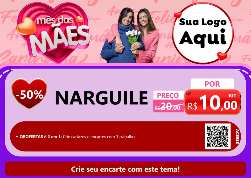 Modelo de Cartaz para Cartaz A4 Horizontal com o tema Mês Das Mães para Tabacaria