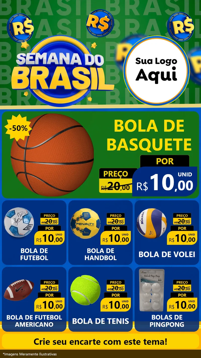 Modelo de Rede Social para Stories com o tema Semana Do Brasil para Artigos Esportivos