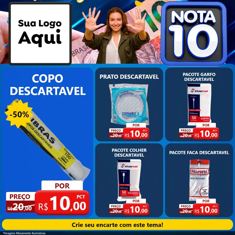 Modelo de Rede Social para Feed Facebook com o tema Nota 10 para Embalagens