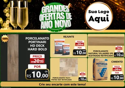 Modelo de Encarte para Encarte A4 Horizontal com o tema Grandes Ofertas de Ano Novo para Pisos e revestimentos