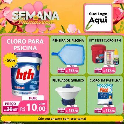 Modelo de Rede Social para Feed Facebook com o tema Semana da Primavera para Produtos para Piscina