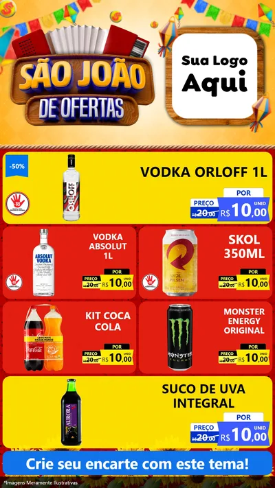 Modelo de TV para TV Vertical com o tema São João de Ofertas para Distribuidora de bebidas