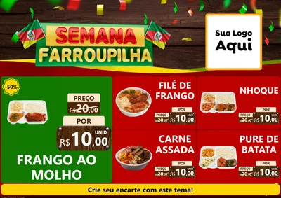 Modelo de Encarte para Encarte A4 Horizontal com o tema Semana Farroupilha para Restaurante