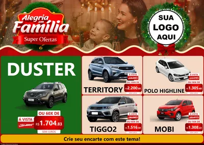 Modelo de Encarte para Encarte A4 Horizontal com o tema Alegria Em Família - Super Ofertas para Concessionaria de Carros