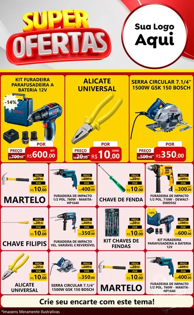 Modelo de Encarte para Encarte Grande com o tema Super Ofertas para Maquinas e Ferramentas