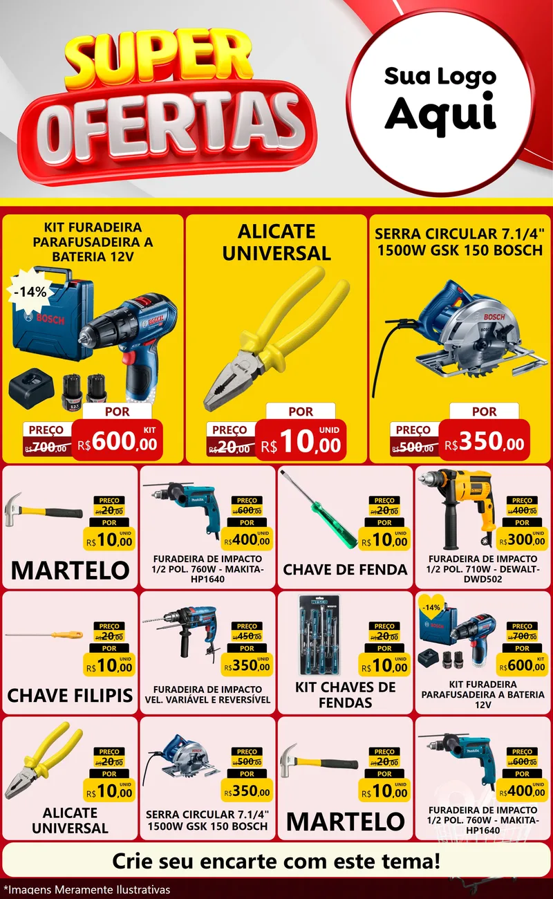 Modelo de Encarte para Encarte Grande com o tema Super Ofertas para Maquinas e Ferramentas