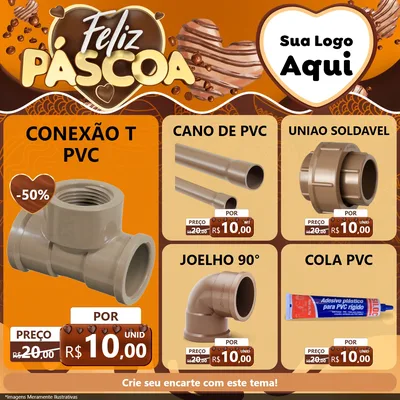 Modelo de Rede Social para Feed Facebook com o tema Feliz Páscoa para Tubos e conexões