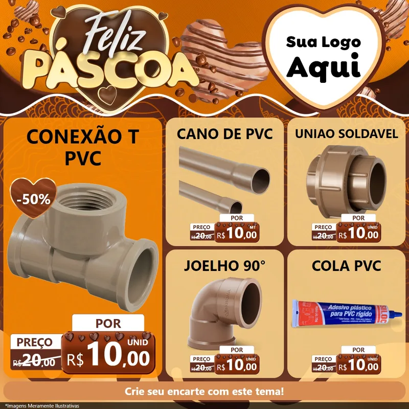 Modelo de Rede Social para Feed Facebook com o tema Feliz Páscoa para Tubos e conexões