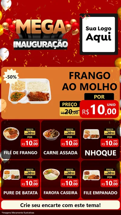 Modelo de Rede Social para Stories com o tema Mega Inauguração para Restaurante