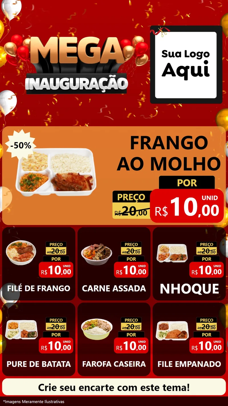 Modelo de Rede Social para Stories com o tema Mega Inauguração para Restaurante