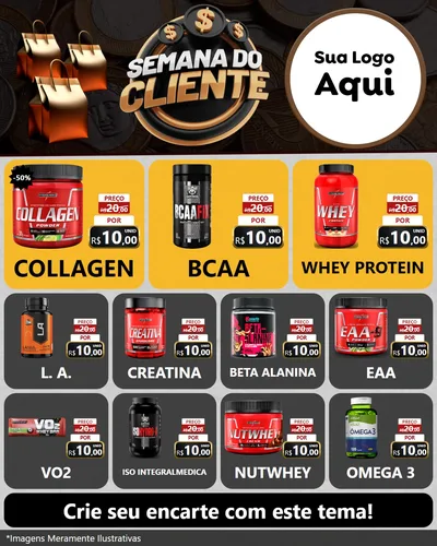 Modelo de Rede Social para Feed Instagram com o tema Semana do Cliente para Suplementos alimentares