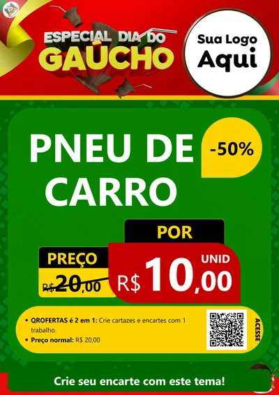 Modelo de Cartaz para Cartaz A4 Vertical com o tema Especial Dia do Gaúcho para Auto peças